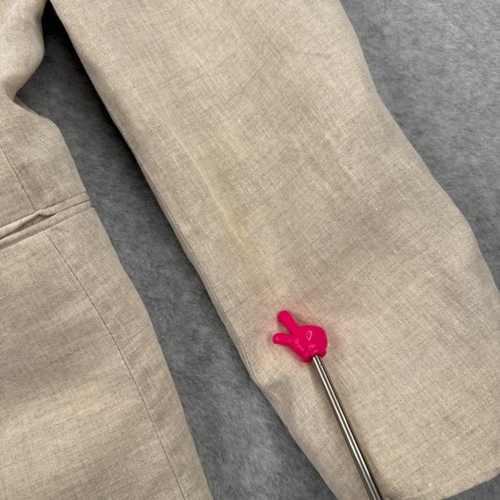 VTG Hugo Boss Blazer 42R Beige Cream Pure Linen Shoulder Pads Made in USA - Picture 8 of 15